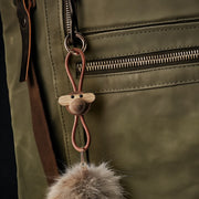Kay Bojesen Monkey Bag Charm, Teak/Limba (Gold/Natural Leather), view 3