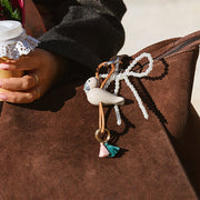 Kay Bojesen Bird Bag Charm, Painted Beech (Sand/Natural Leather), view 3