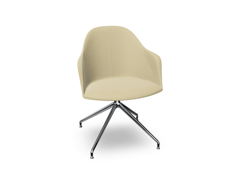 Cila Fully Upholstered Armchair With Swivel Trestle Base