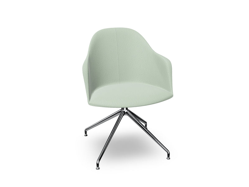 Cila Fully Upholstered Armchair With Swivel Trestle Base