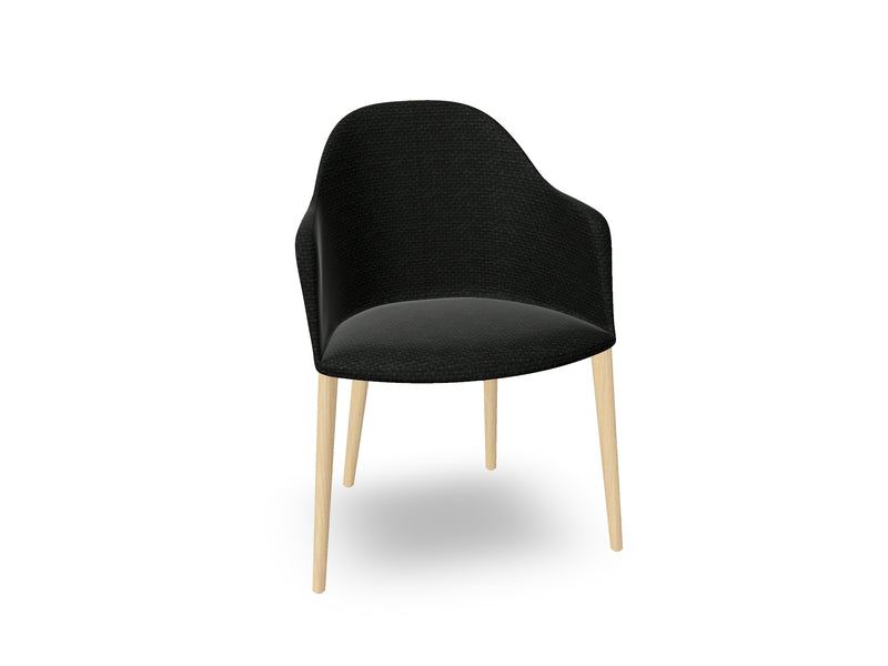 Cila Fully Upholstered Armchair with Timber Oak Four-leg Base