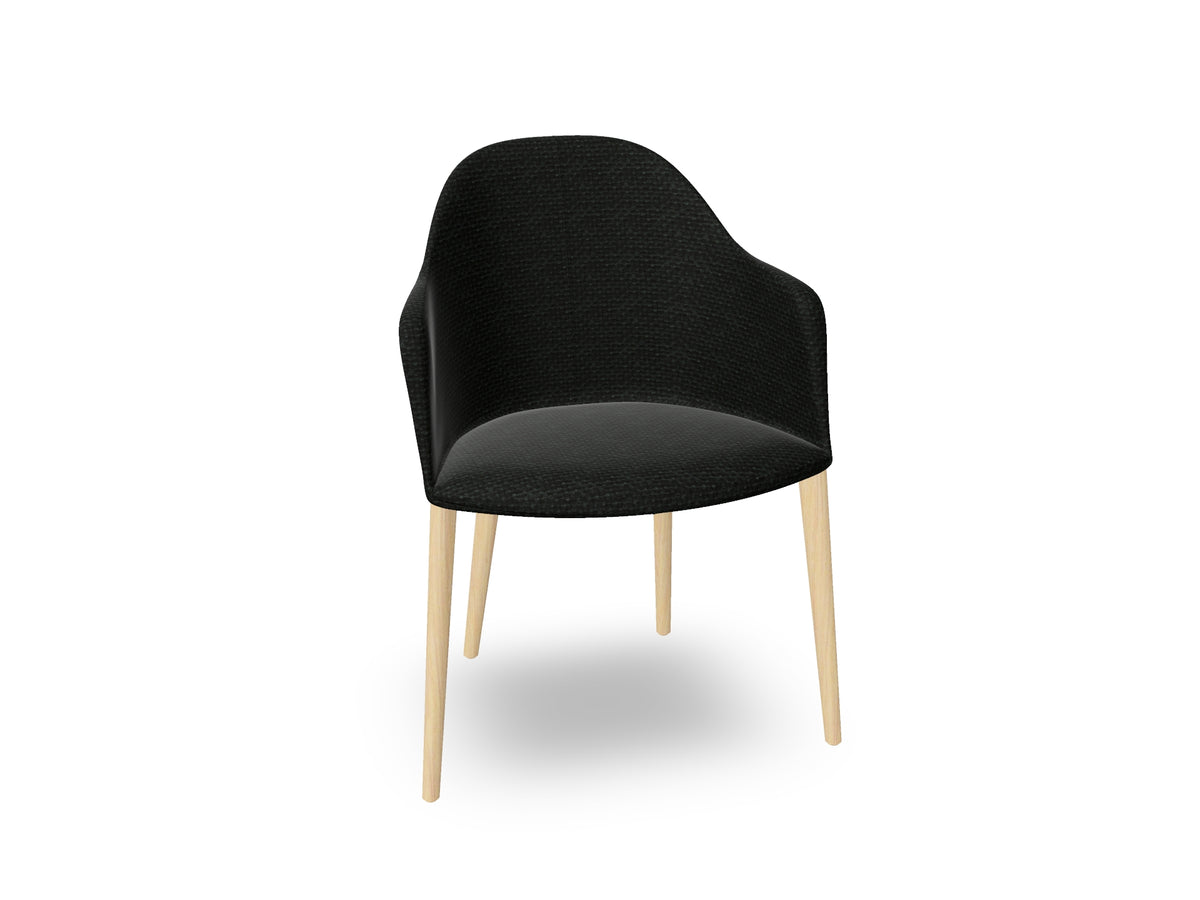 Cila Fully Upholstered Armchair with Timber Oak Four-leg Base