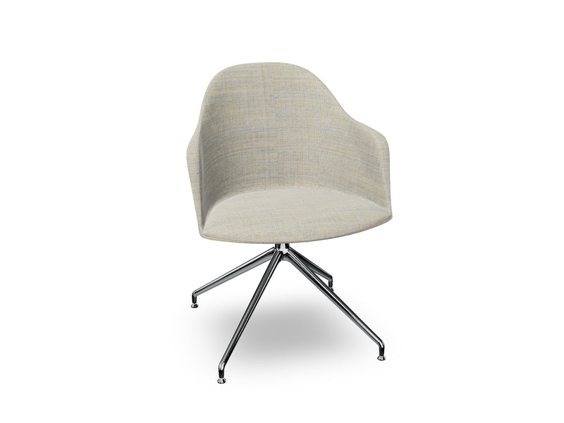Cila Fully Upholstered Armchair With Swivel Trestle Base