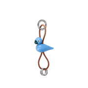 Kay Bojesen Bird Bag Charm, Painted Beech (Blue/Natural Leather), view 2
