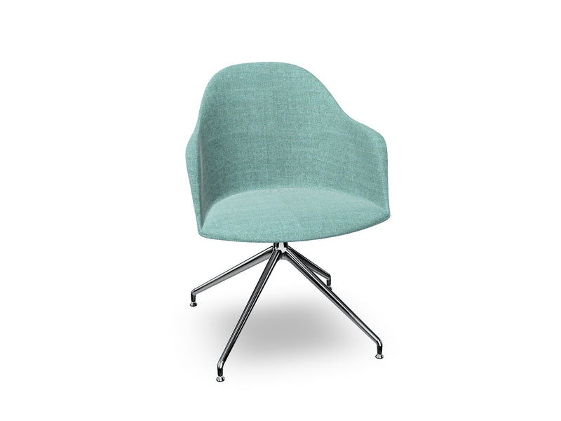 Cila Fully Upholstered Armchair With Swivel Trestle Base