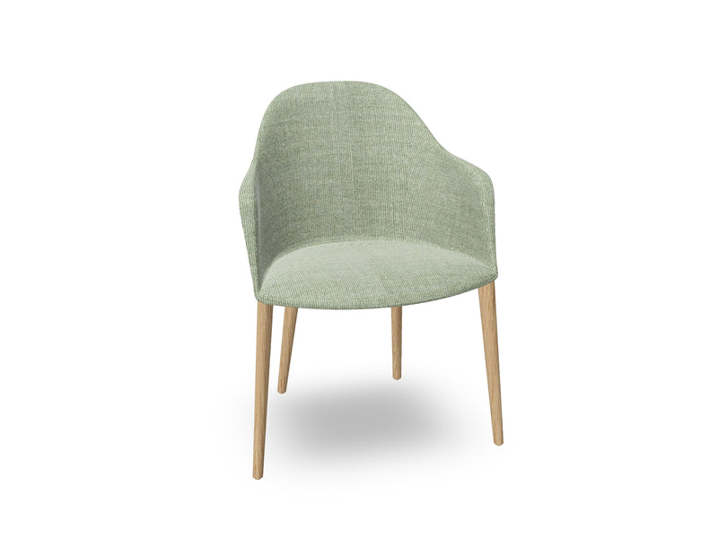 Cila Fully Upholstered Armchair with Timber Oak Four-leg Base
