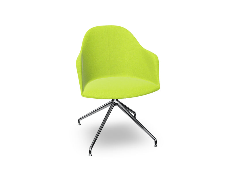 Cila Fully Upholstered Armchair With Swivel Trestle Base