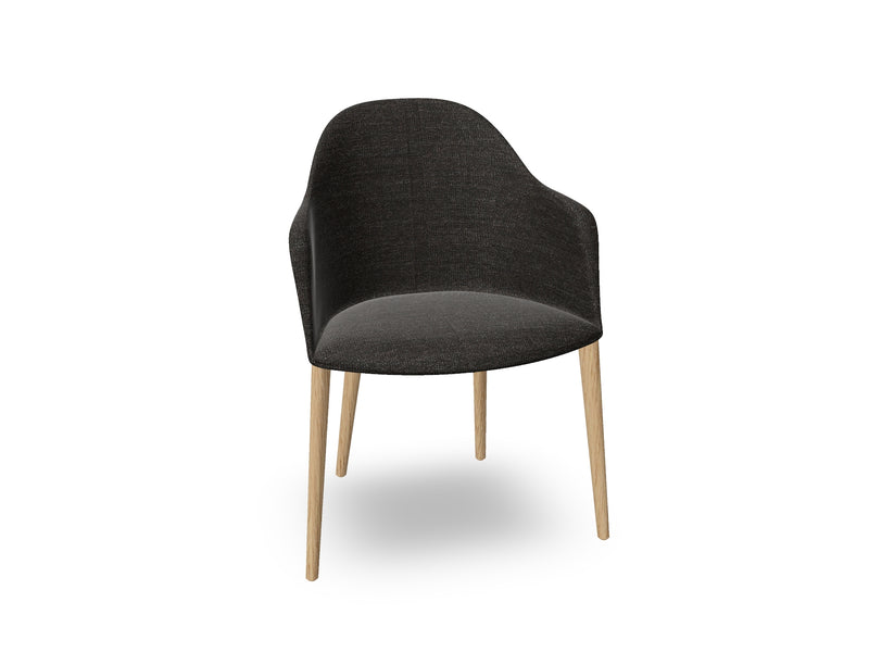Cila Fully Upholstered Armchair with Timber Oak Four-leg Base