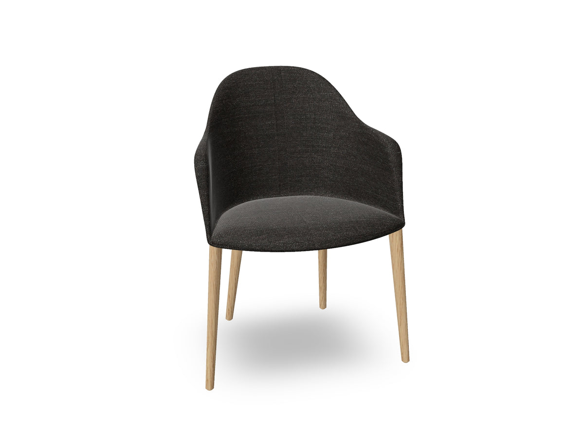 Cila Fully Upholstered Armchair with Timber Oak Four-leg Base