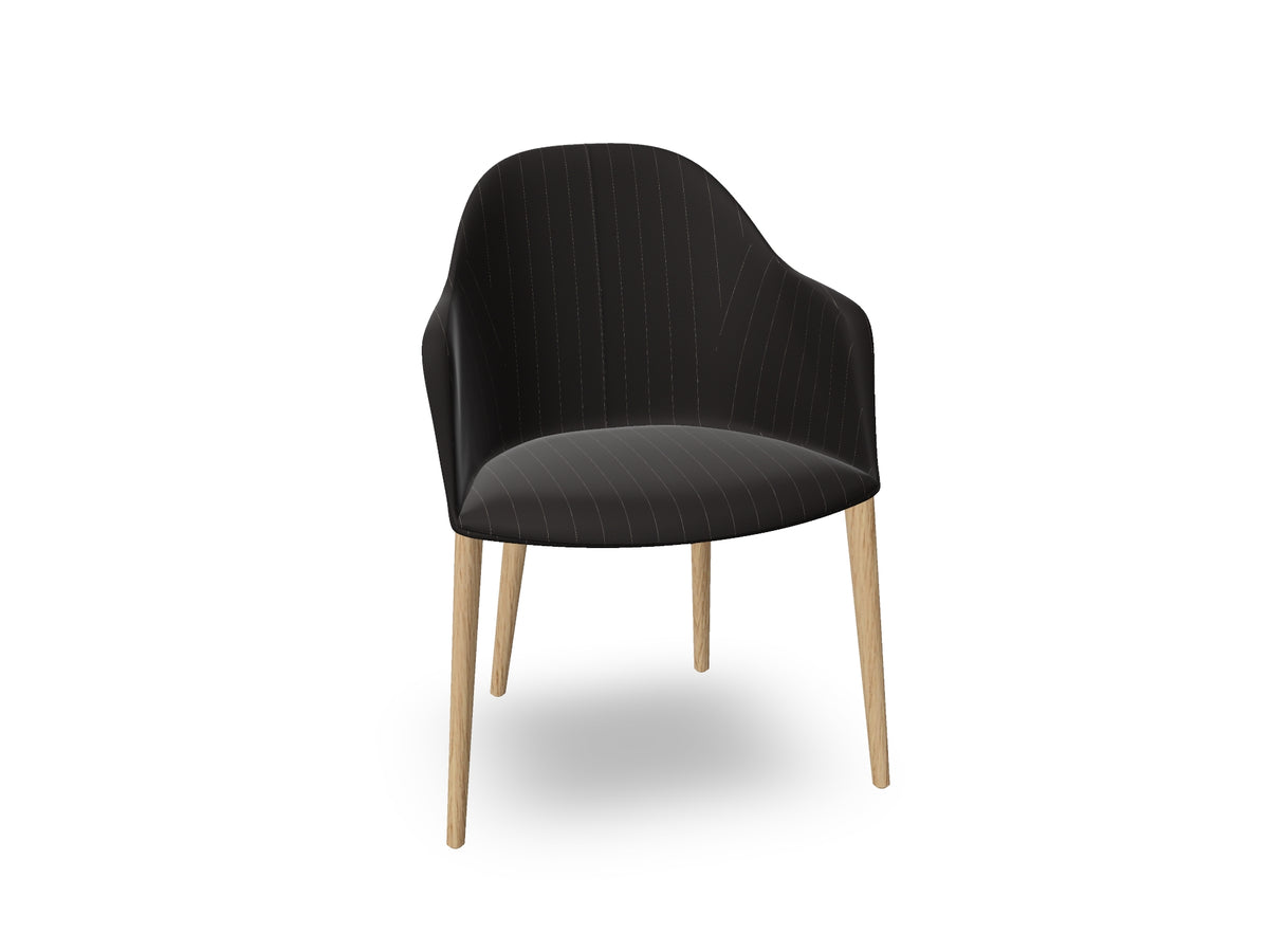 Cila Fully Upholstered Armchair with Timber Oak Four-leg Base