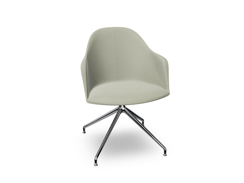 Cila Fully Upholstered Armchair With Swivel Trestle Base