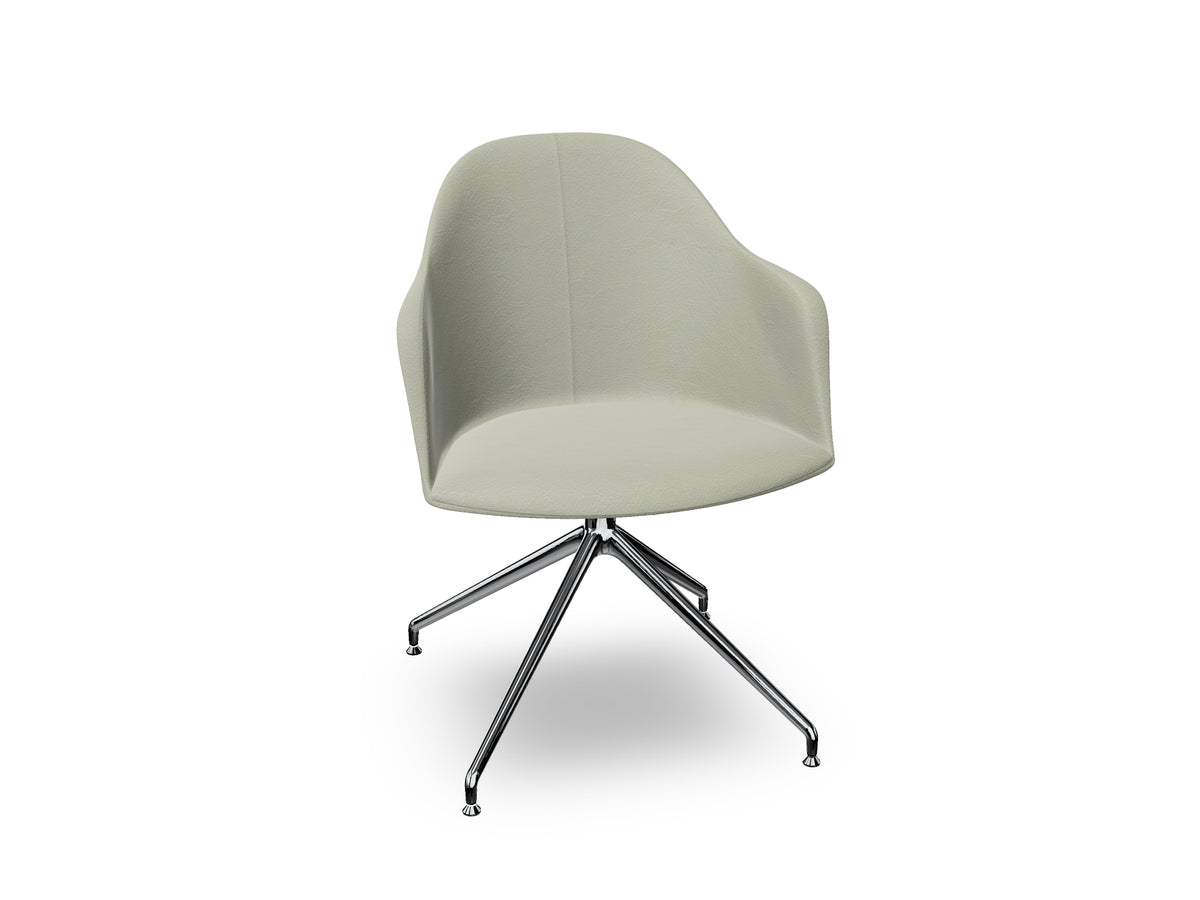 Cila Fully Upholstered Armchair With Swivel Trestle Base
