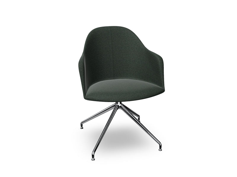 Cila Fully Upholstered Armchair With Swivel Trestle Base