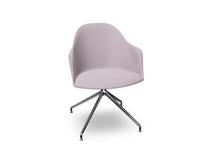 Cila Fully Upholstered Armchair With Swivel Trestle Base