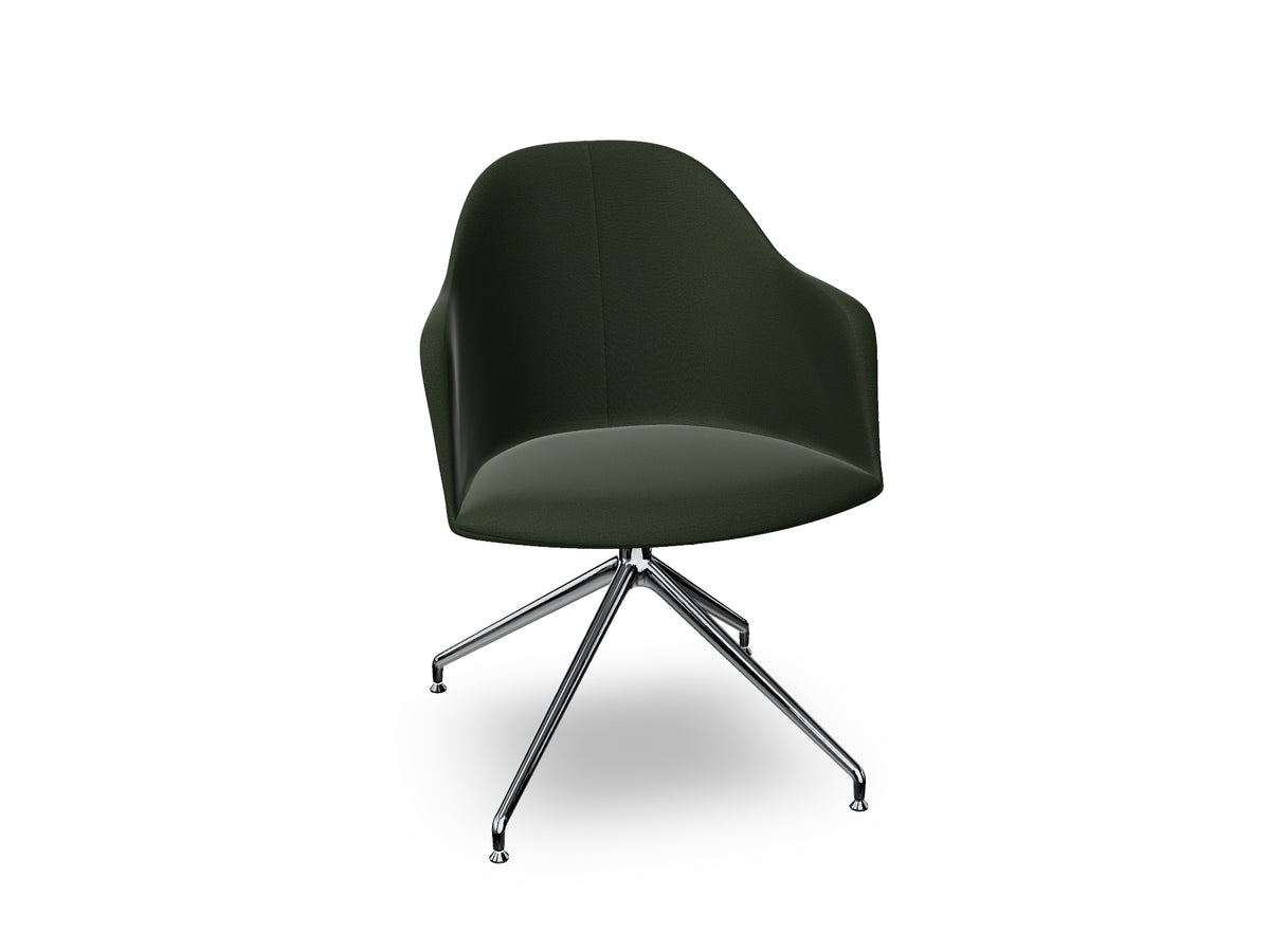 Cila Fully Upholstered Armchair With Swivel Trestle Base