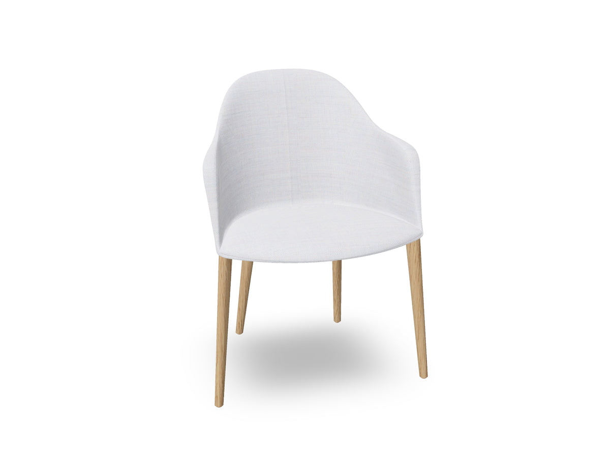 Cila Fully Upholstered Armchair with Timber Oak Four-leg Base