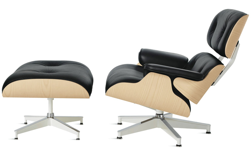 Eames Lounge Chair and Ottoman in White Ash