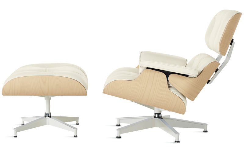 Eames Lounge Chair and Ottoman in White Ash