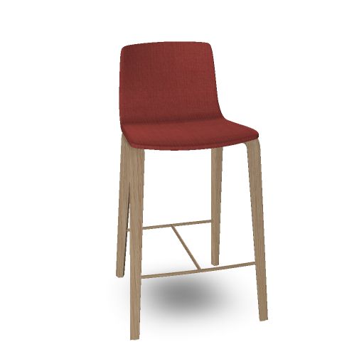 Aava 02-4 Wood Legs Polypropylene Counter & Bar Stool With Front Upholstery