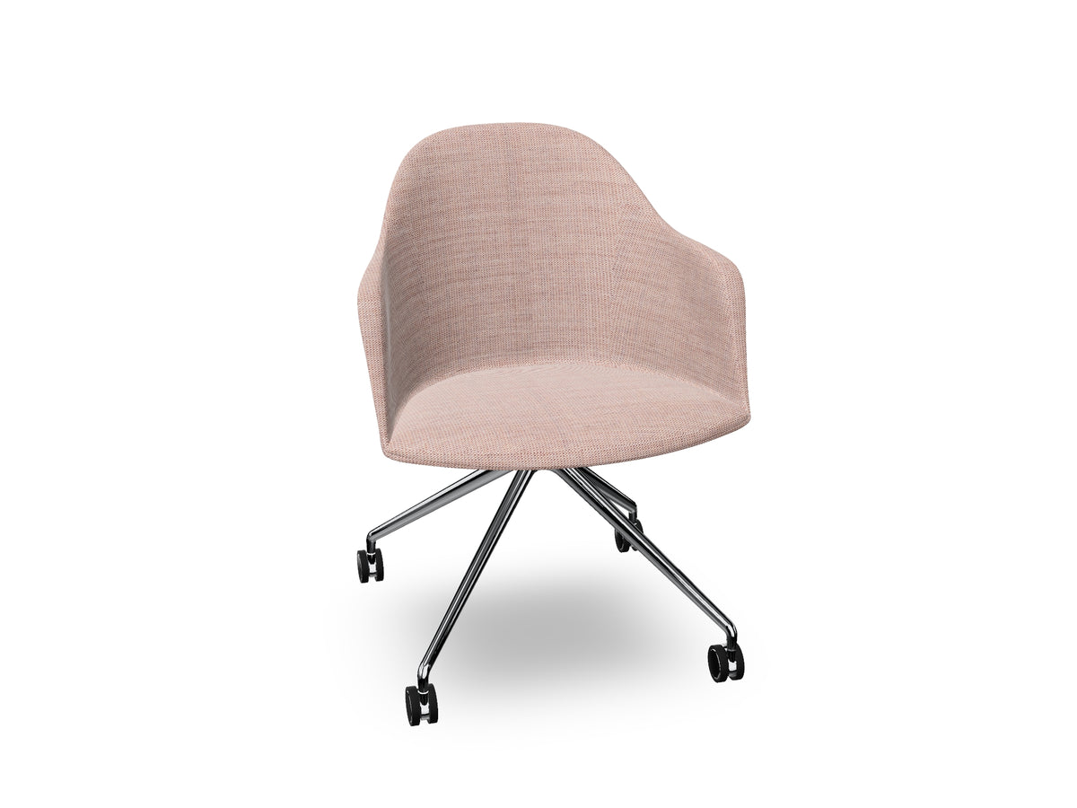 Cila fully upholstered Armchair With Fixed Trestle Base