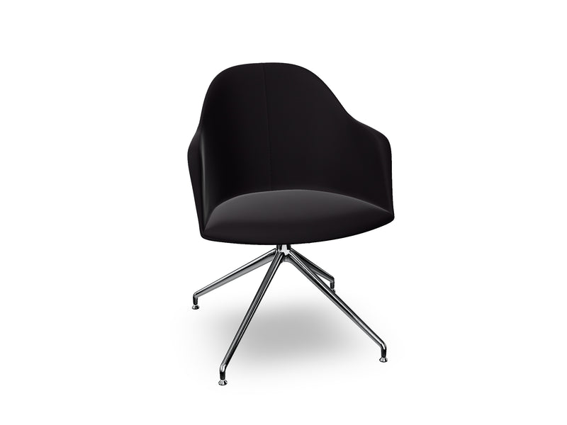 Cila Fully Upholstered Armchair With Swivel Trestle Base