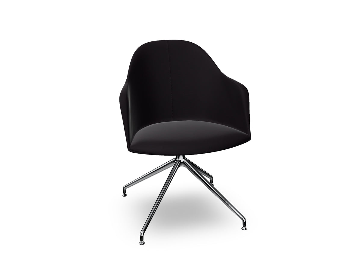 Cila Fully Upholstered Armchair With Swivel Trestle Base