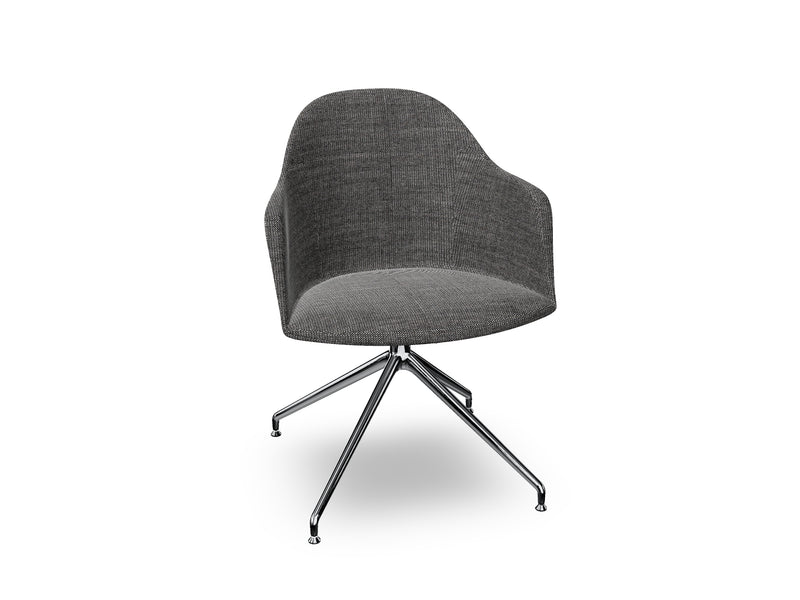Cila Fully Upholstered Armchair With Swivel Trestle Base