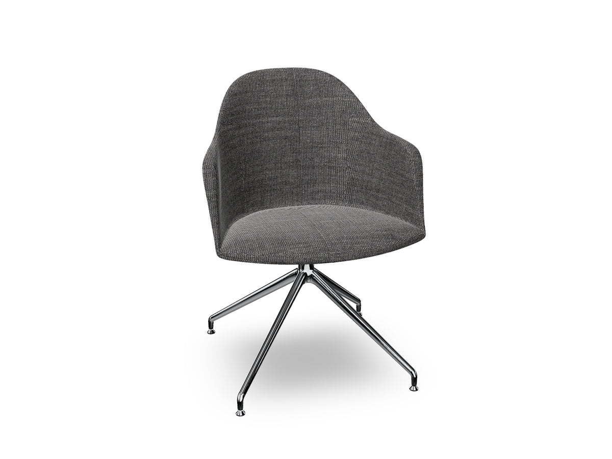 Cila Fully Upholstered Armchair With Swivel Trestle Base