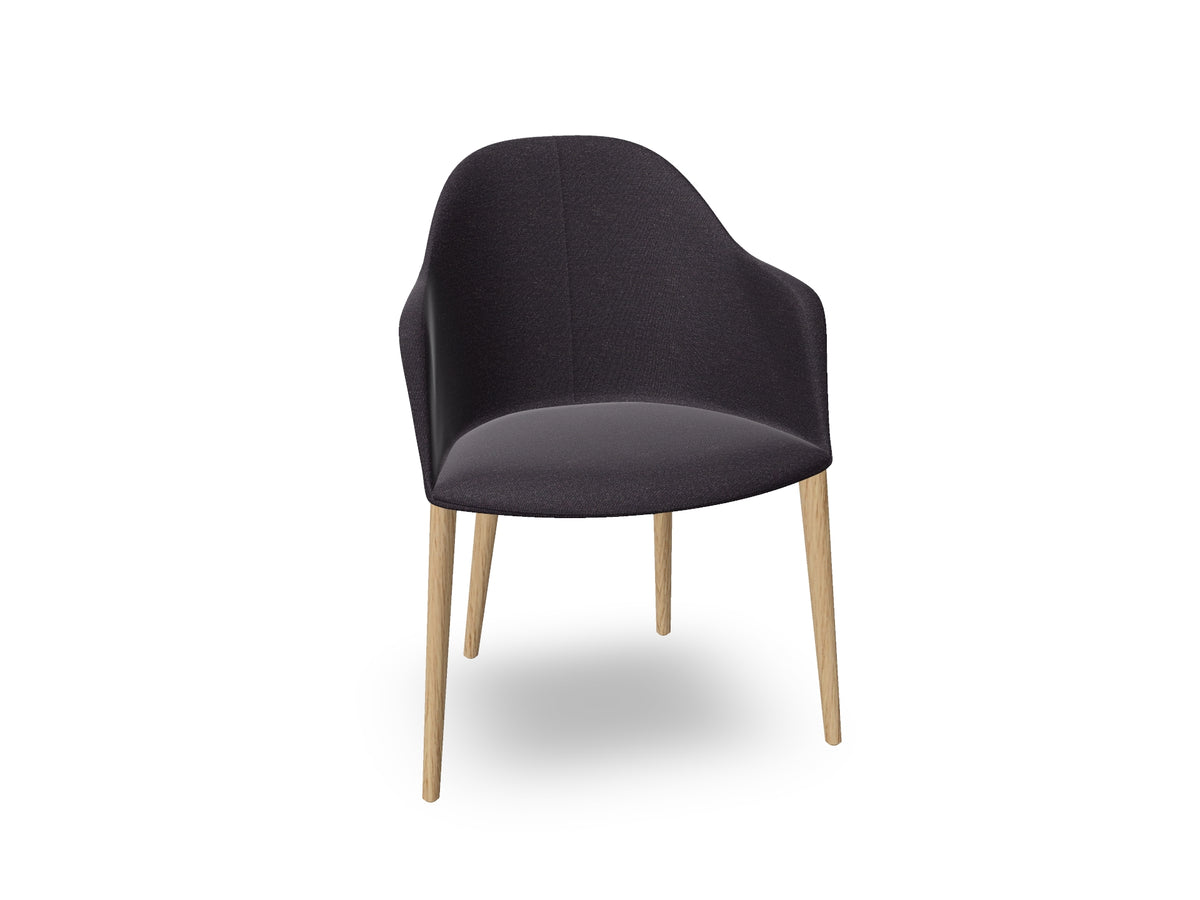 Cila Fully Upholstered Armchair with Timber Oak Four-leg Base