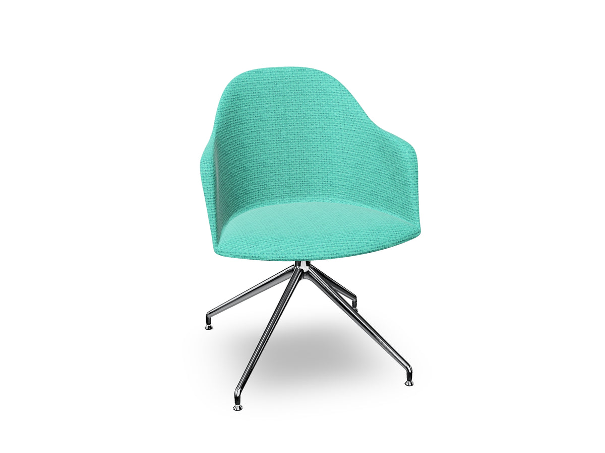 Cila Fully Upholstered Armchair With Swivel Trestle Base