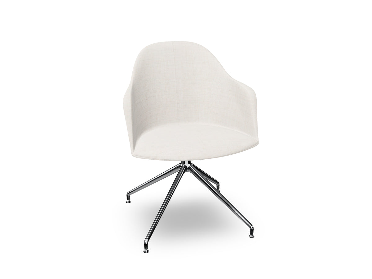 Cila Fully Upholstered Armchair With Swivel Trestle Base