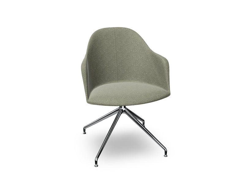 Cila Fully Upholstered Armchair With Swivel Trestle Base