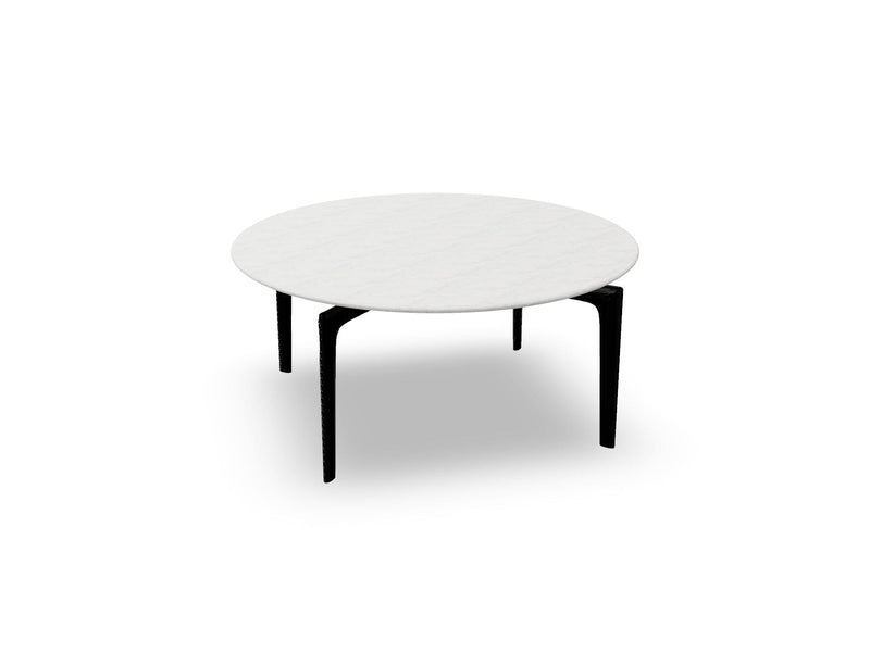 Saul Round Table side/end table Arper Black base - White Marble top 11.25" 
