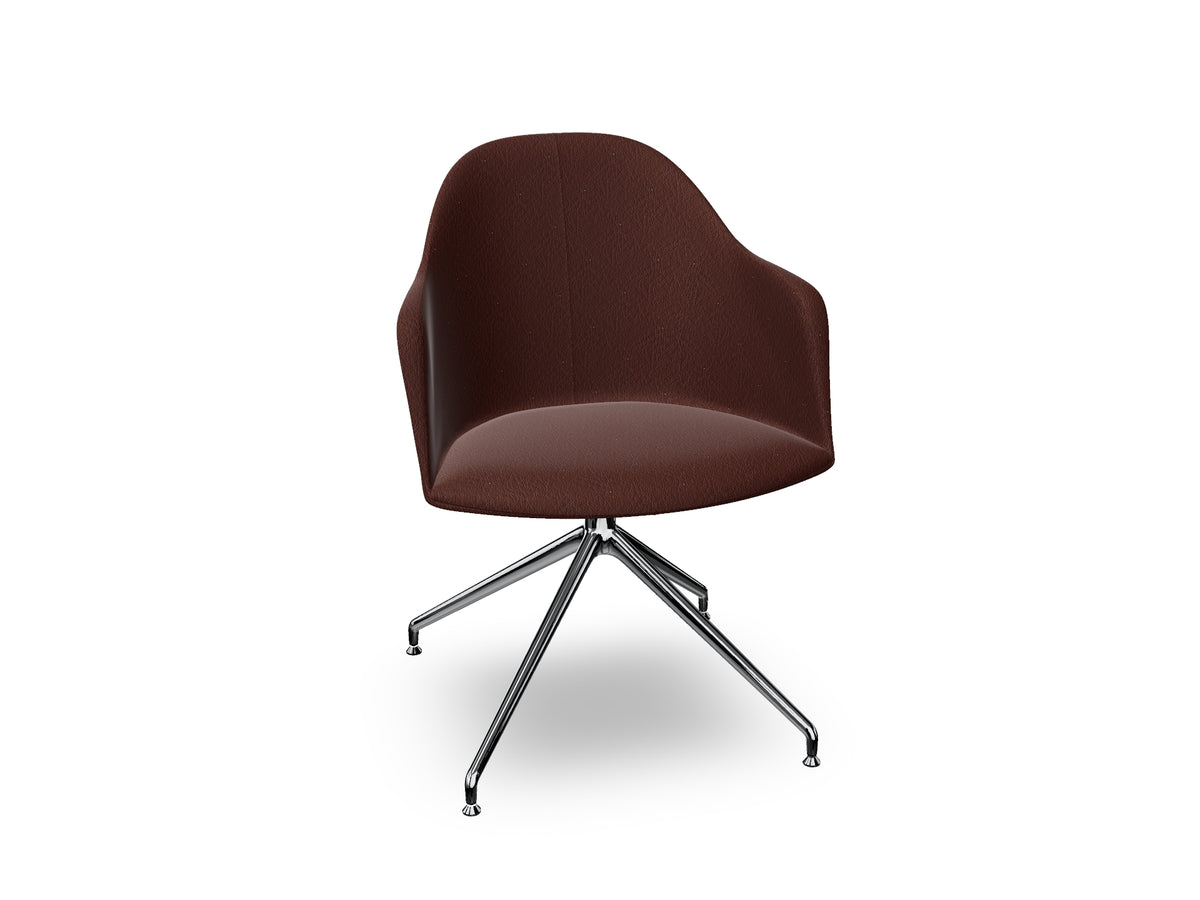 Cila Fully Upholstered Armchair With Swivel Trestle Base