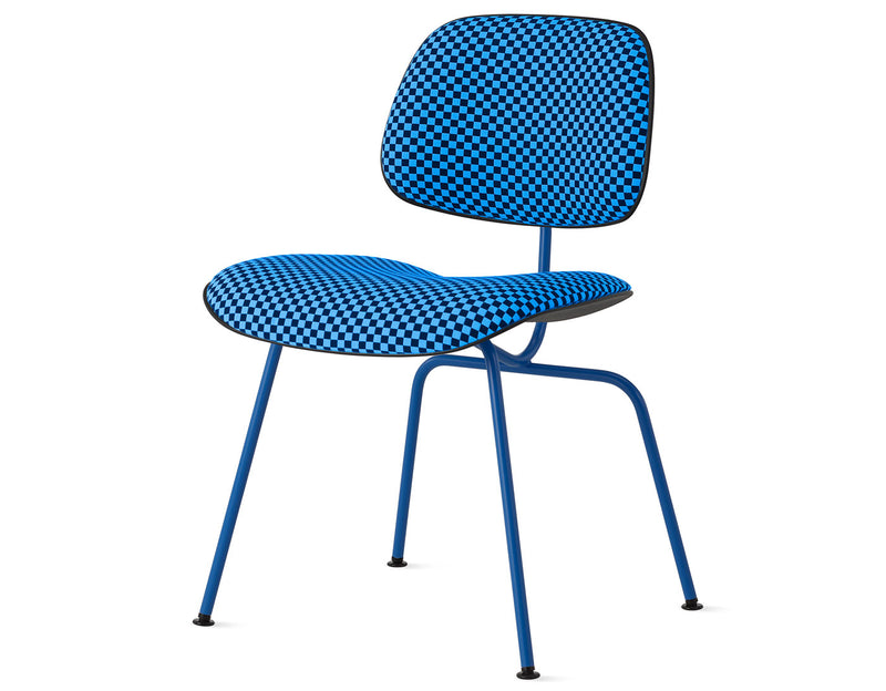 Eames Upholstered Molded Plastic Dining Chair Metal Base DCM EC-127