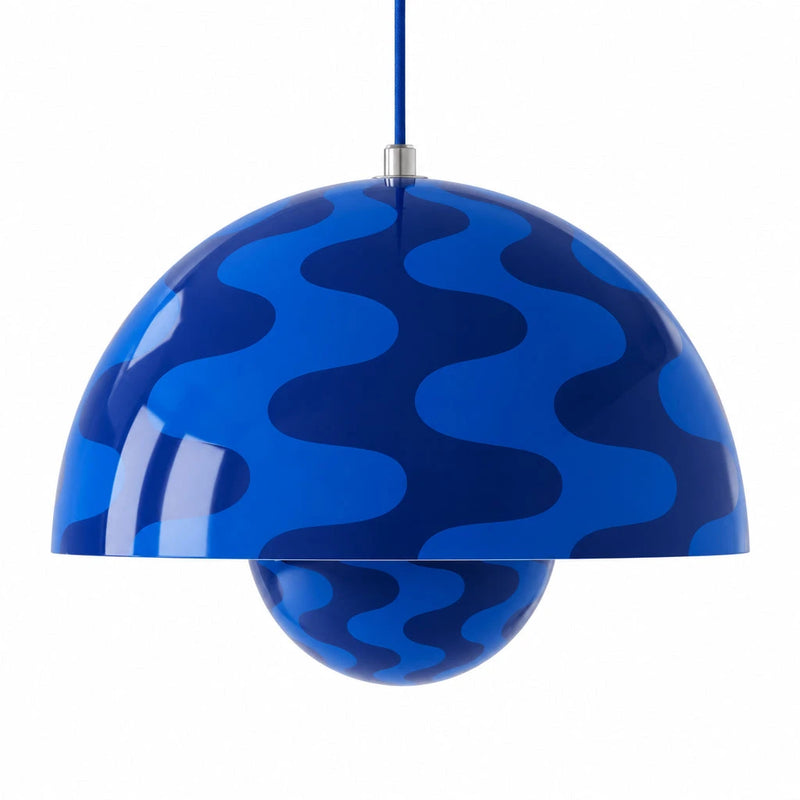 Flowerpot Pendant VP2 Pendant Lights &Tradition Patterned Cobalt Blue & Twilight Blue / Cobalt Blue Cord 