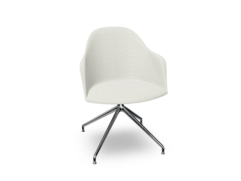Cila Fully Upholstered Armchair With Swivel Trestle Base