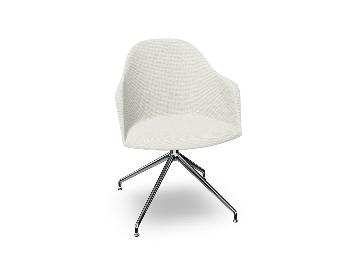 Cila Fully Upholstered Armchair With Swivel Trestle Base