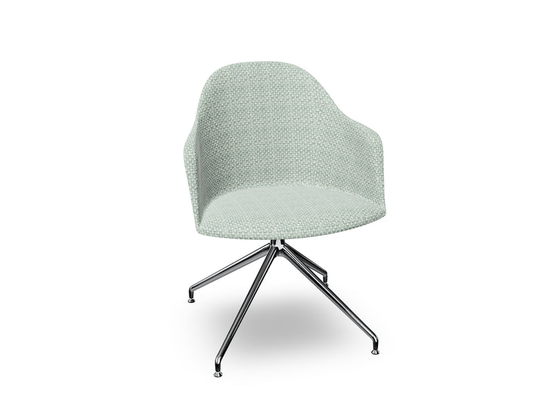 Cila Fully Upholstered Armchair With Swivel Trestle Base