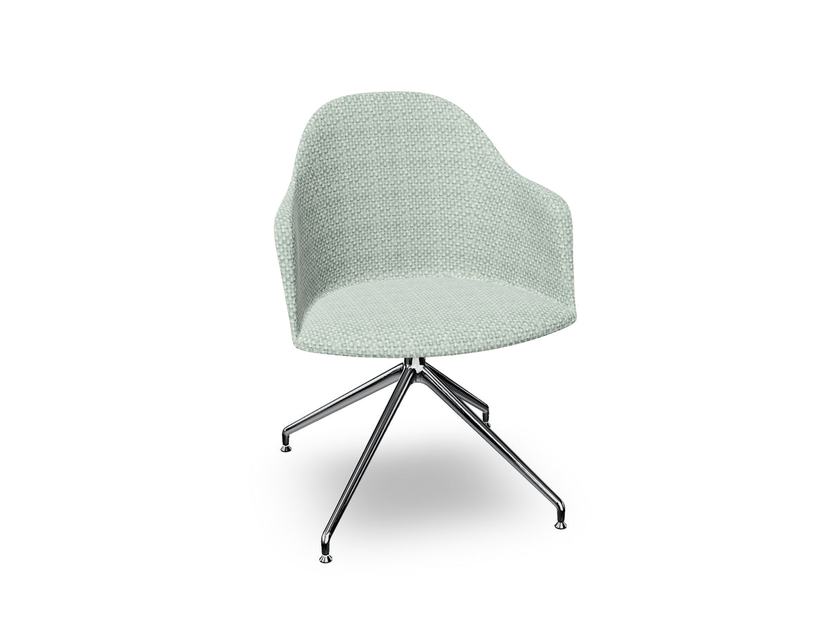 Cila Fully Upholstered Armchair With Swivel Trestle Base