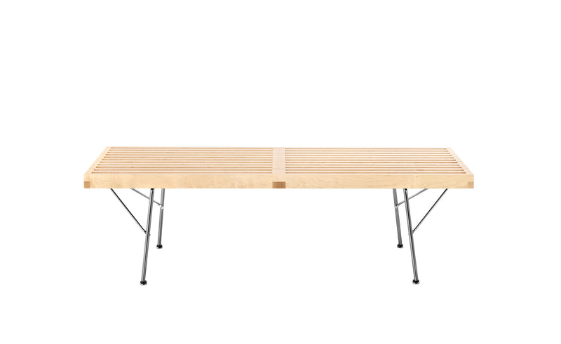 Herman Miller Nelson Platform Bench with metal base, 48" width - natural maple / trivalent chrome