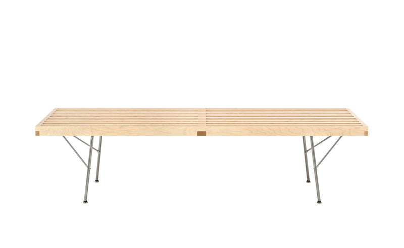 Herman Miller Nelson Platform Bench with metal base, 60" width - natural maple / trivalent chrome