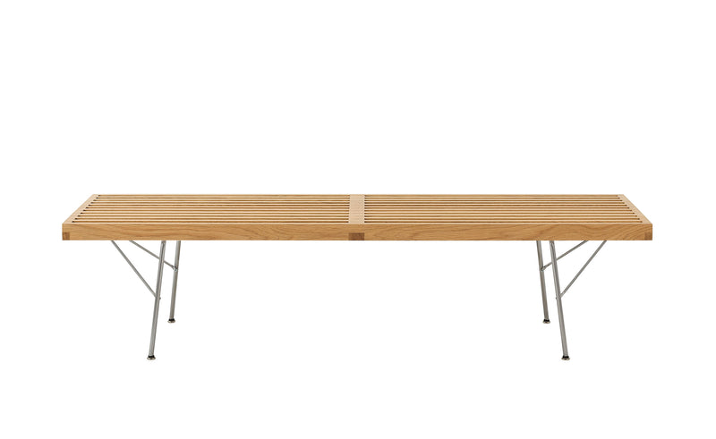 Herman Miller Nelson Platform Bench with metal base, 60" width - white oak / trivalent chrome