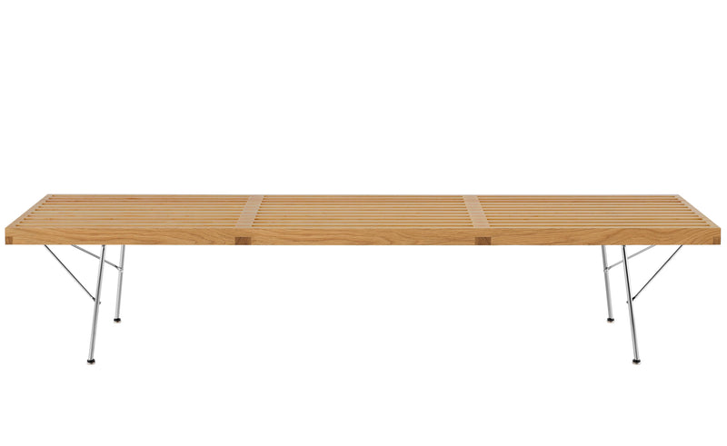Herman Miller Nelson Platform Bench with metal base, 72" width - white oak / trivalent chrome