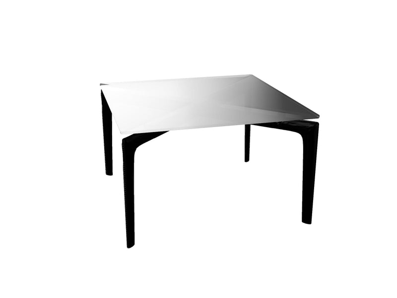 Saul Square Table side/end table Arper 23.6" L - Black base - Smoked glass top 14.25" 