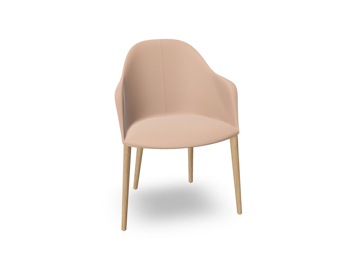 Cila Fully Upholstered Armchair with Timber Oak Four-leg Base