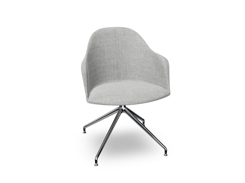 Cila Fully Upholstered Armchair With Swivel Trestle Base