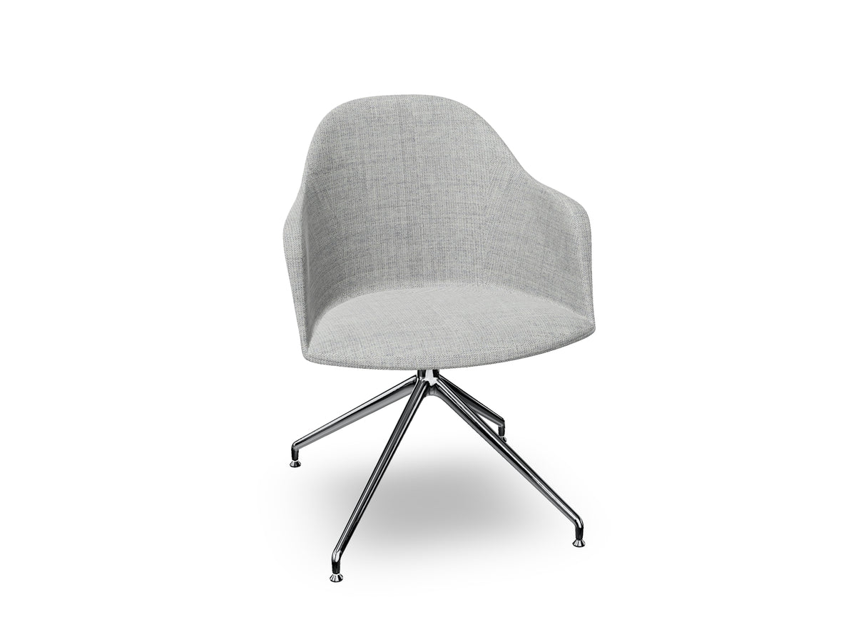 Cila Fully Upholstered Armchair With Swivel Trestle Base