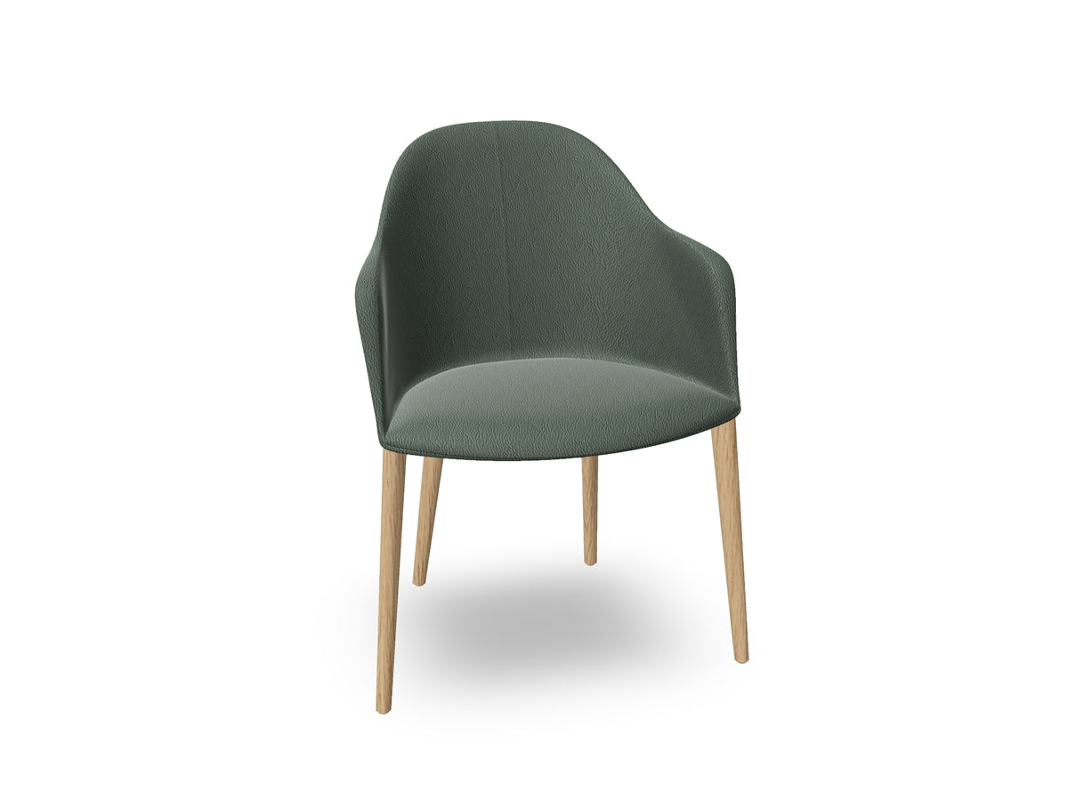 Cila Fully Upholstered Armchair with Timber Oak Four-leg Base