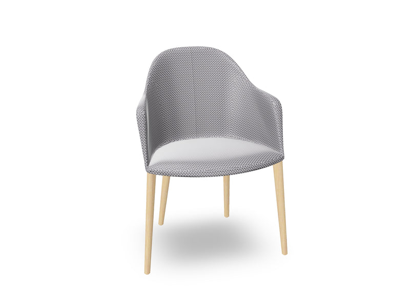 Cila Fully Upholstered Armchair with Timber Oak Four-leg Base